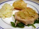 Pork Chops on Wilted Spinach