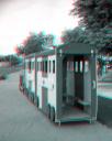 The train in black and white anaglyph, use 3D glasses with Blue eye on the left