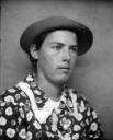 Mary poses in a photobooth portrait