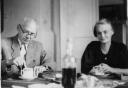 Andrew and Malvina sit at the kitchen table in this photograph we found in her purse, taken circa 1942