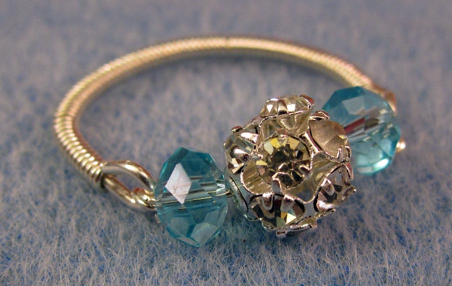 Swarovski Crystal Round and Blue Briolette Ring Swarovski Crystal Round and Blue Briolette Ring