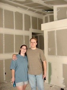 Jessica and Andrew during construction Jessica and Andrew during construction