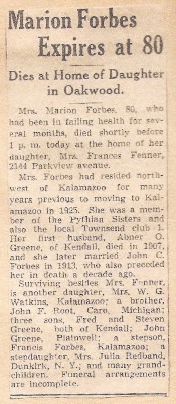 Obituary for Marion Dearborn (Root, Green) Forbes Obituary for Marion Dearborn (Root, Green) Forbes