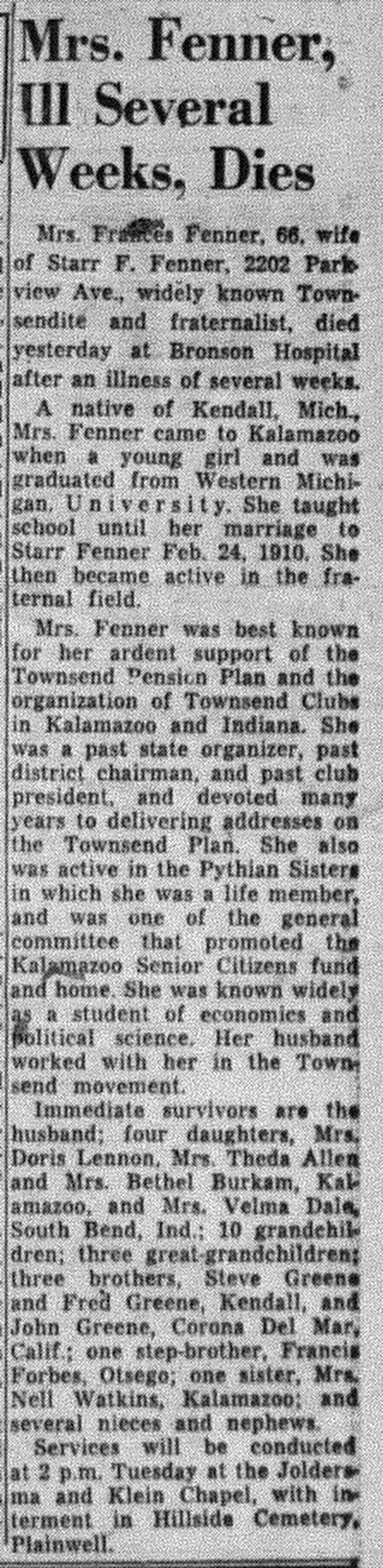 Life Account for Frances May Fenner Life Account for Frances May Fenner