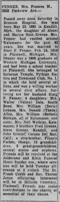 Obituary for Frances May Fenner Obituary for Frances May Fenner