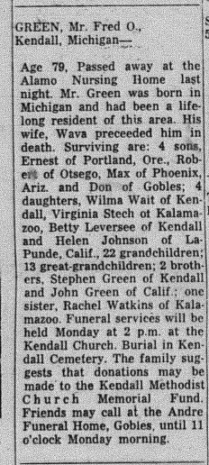 Obituary for Fred Ozro Green Obituary for Fred Ozro Green