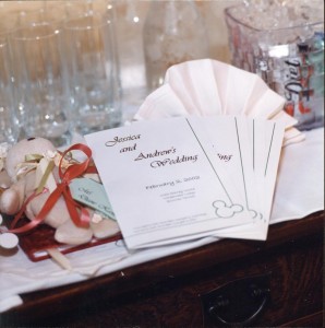 Handmade wedding favors with a custom bound book, programs and Ty Halo II Beanie Babies Handmade wedding favors with a custom bound book, programs and Ty Halo II Beanie Babies