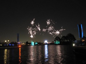 View from the Illuminations Cruise at Epcot View from the Illuminations Cruise at Epcot
