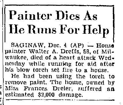 Painter Dies As He Runs For Help Painter Dies As He Runs For Help